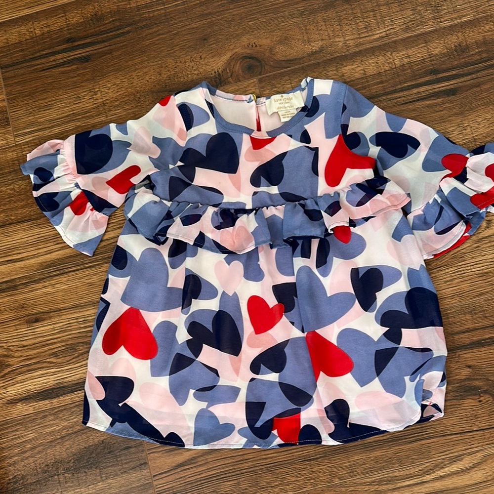 Kate Spade Red and Blue Heart Pattern Blouse